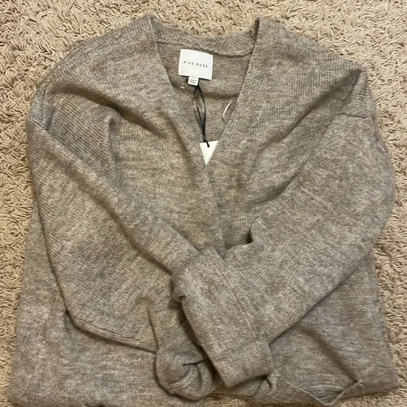 NWT Pink Rose longline cardigan in Stone (oatmeal tan color), size Large - Picture 9 of 11